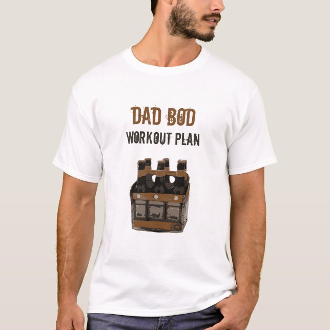 Grunge Dad Bod Workout Plan Beer Bottles Humour T-Shirt (Front)