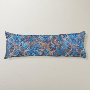 Grunge Damask Cobalt Blue Rust Orange Body Cushion