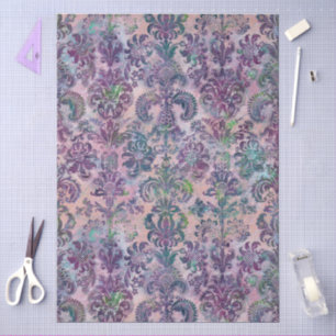 Grunge Damask Pink Purple Charteuse Turquoise  Tissue Paper