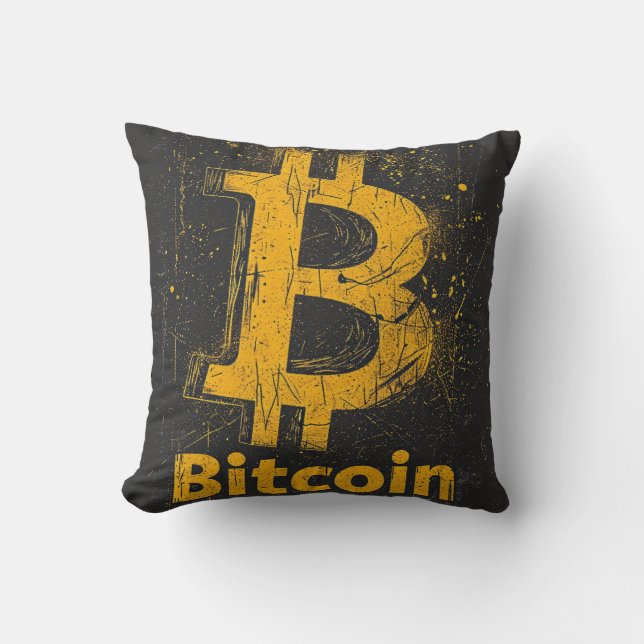 Grunge decorative Bitcoin logo blockchain Design Cushion (Front)