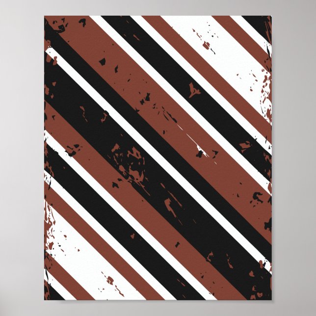 Grunge Diagonal Striped Abstract Design Poster (Front)