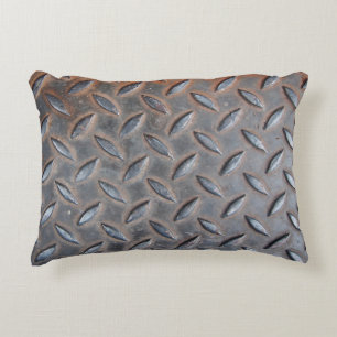 grunge diamond metal background, Welded steel surf Decorative Cushion
