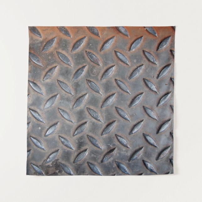 grunge diamond metal background, Welded steel surf Tapestry (Front)