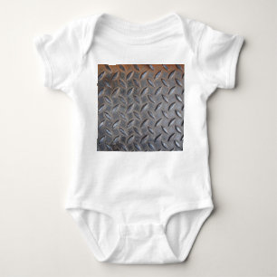 Grunge diamond metal, welded steel texture. baby bodysuit