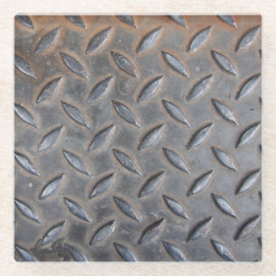 Grunge diamond metal, welded steel texture. glass coaster