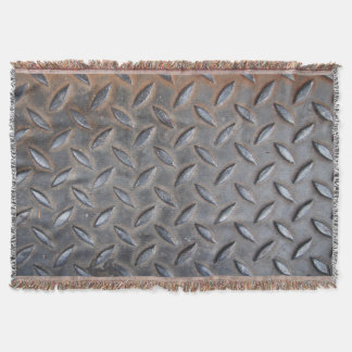 Grunge diamond metal, welded steel texture. throw blanket