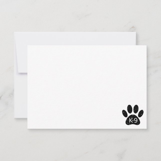Grunge Distressed Dog Paw K-9 Blank Card (Front)