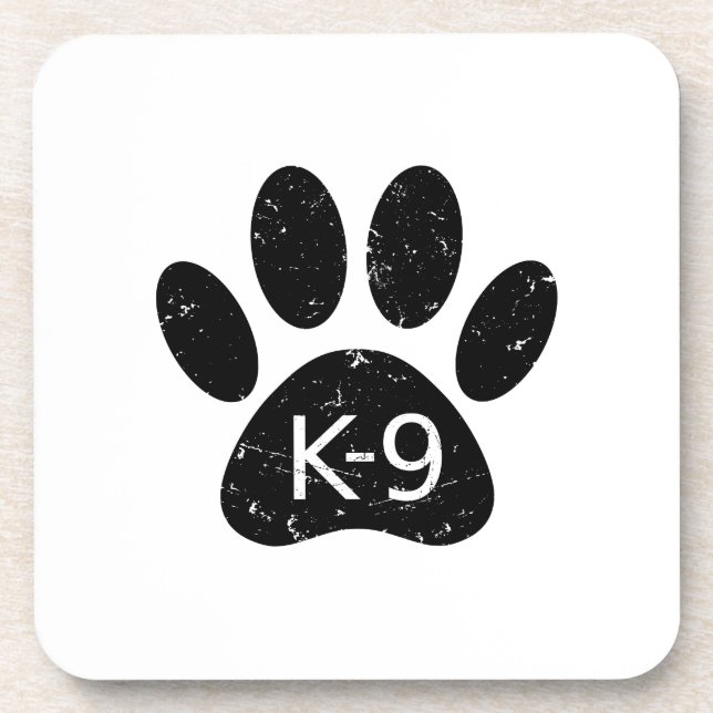 Grunge Distressed Dog Paw K-9 Coaster (Front)