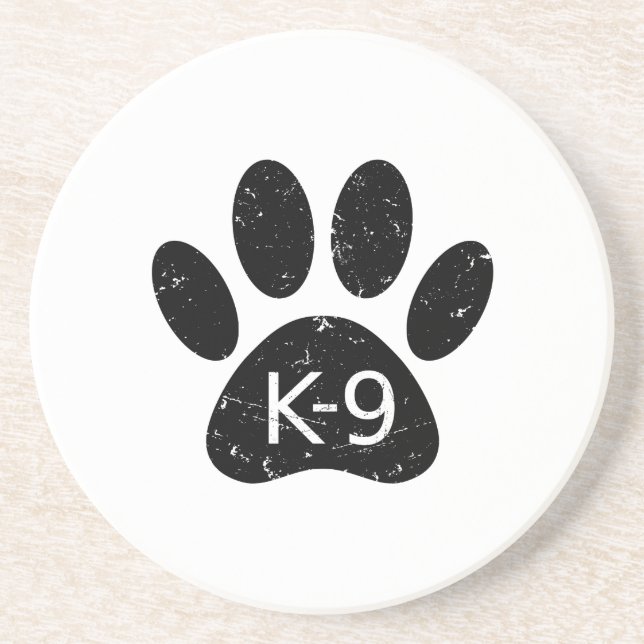 Grunge Distressed Dog Paw K-9 Coaster (Front)
