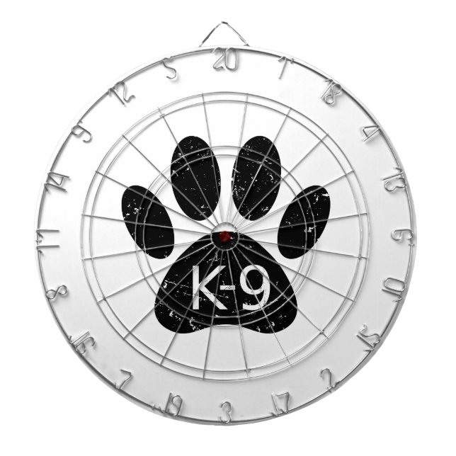 Grunge Distressed Dog Paw K-9 Dartboard (Front)