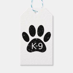 Grunge Distressed Dog Paw K-9 Gift Tags