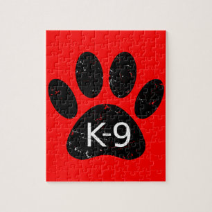 Grunge Distressed Dog Paw K-9 Jigsaw Puzzle