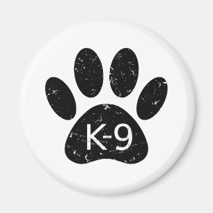 Grunge Distressed Dog Paw K-9 Magnet