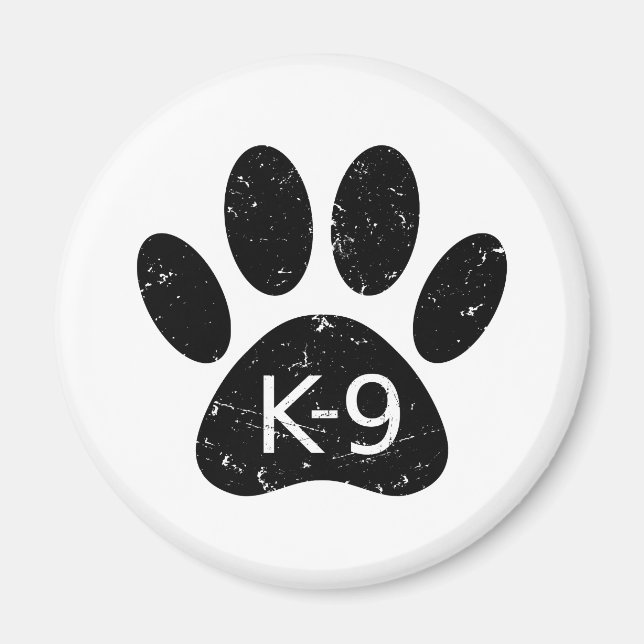 Grunge Distressed Dog Paw K-9 Magnet (Front)