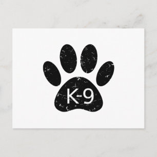 Grunge Distressed Dog Paw K-9 Postcard