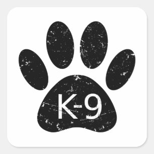 Grunge Distressed Dog Paw K-9 Square Sticker