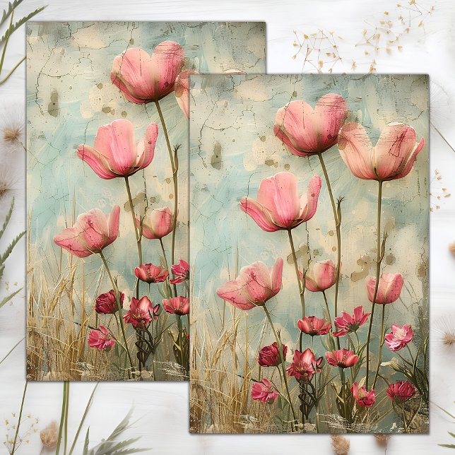 GRUNGE DISTRESSED FLORAL DECOUPAGE TISSUE PAPER (GRUNGE DISTRESSED FLORAL DECOUPAGE TISSUE PAPER)