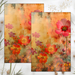 GRUNGE DISTRESSED FLORAL DECOUPAGE TISSUE PAPER