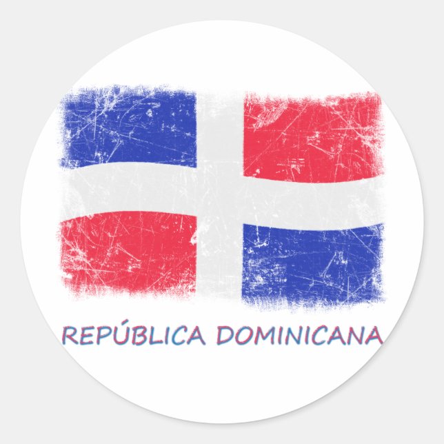 Grunge Dominican Republic Flag Classic Round Sticker (Front)