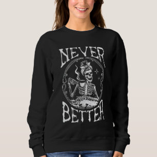 Grunge Drip Coffee Skeleton Artwork Sweatshirt