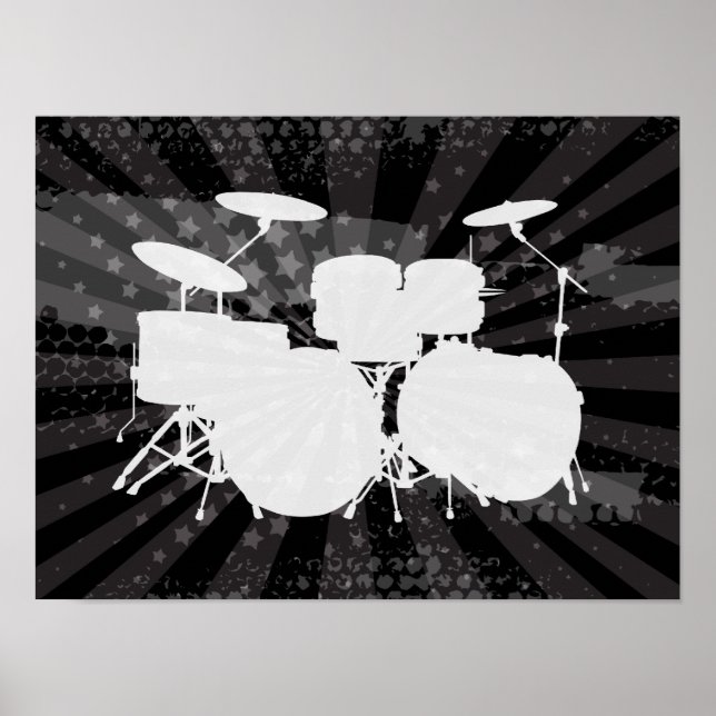 Grunge Drums Black Burst Poster (Front)