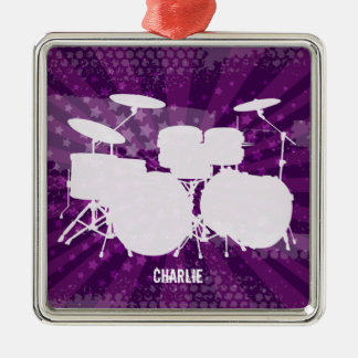 Grunge Drums Purple Burst Metal Tree Decoration