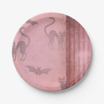 Grunge Dusty Pink cats bats & stripes Halloween 