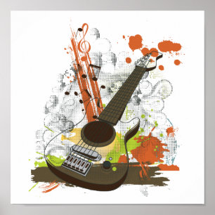 grunge electric guitar poster