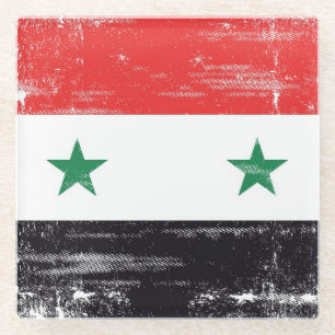 Grunge Flag of Syria. Glass Coaster