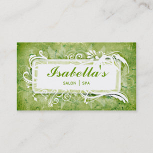 Grunge Floral Business Card Green Spa Salon