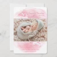 Grunge Floral Photo Birth Announcement
