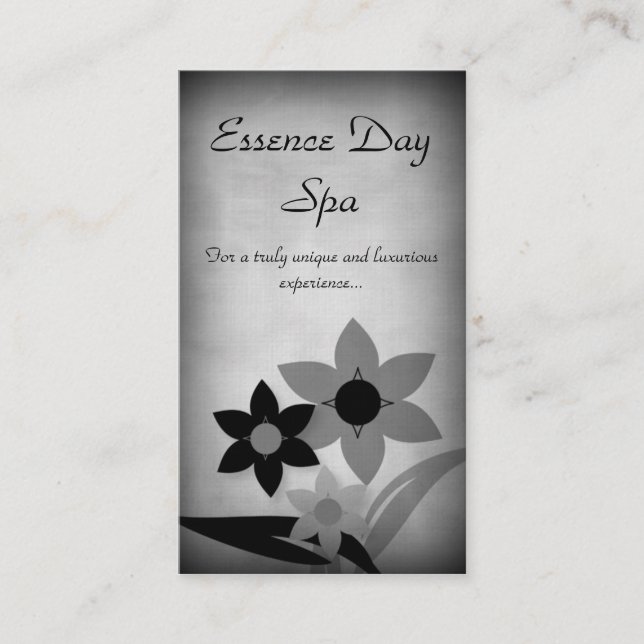Grunge Florals Business Card, Grey Card (Front)