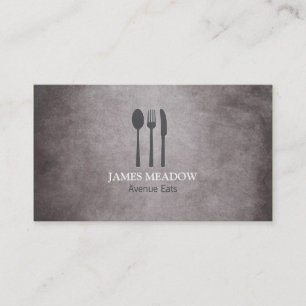 Grunge Fork Knife Spoon Restaurant Cafe Catering Business Card