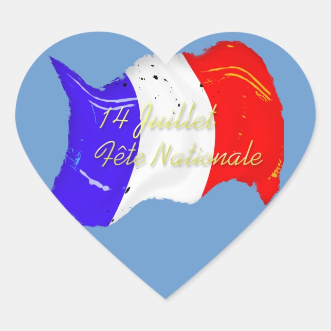 Grunge French Flag Heart Sticker (Front)