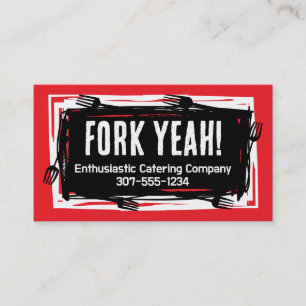 Grunge funky art forks chef culinary catering business card