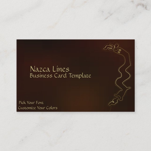 Grunge Geoglyph Logo Gold Metallic Nazca Lines Business Card (Front)