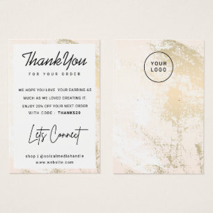 Grunge Gold Custom Logo Earring Display Thank You