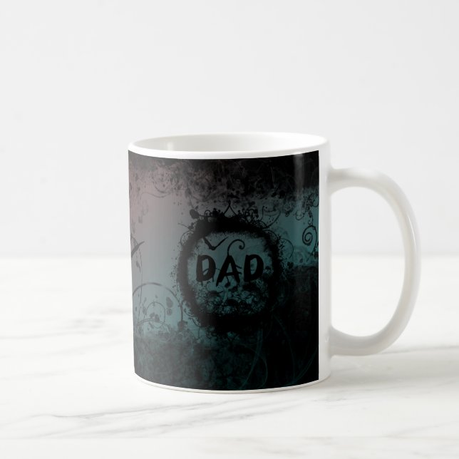 Grunge-Goth Dad with Skulls and Bat Coffee Mug (Right)