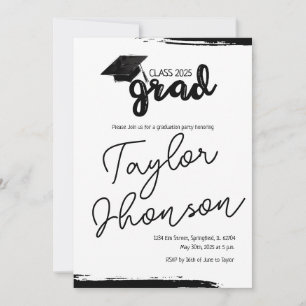 Grunge grad card with graduation hat