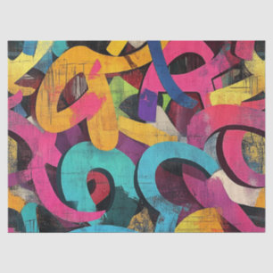Grunge Graffiti Abstract in Pink Yellow Blue Tissue Paper