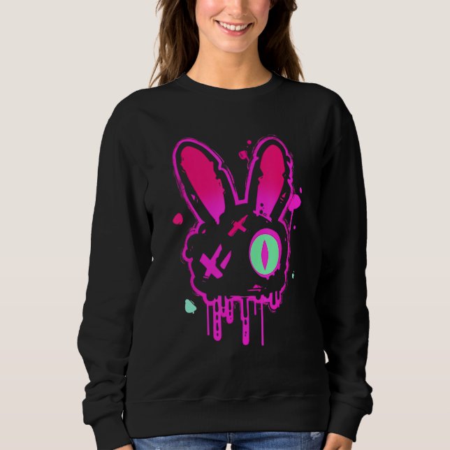 Grunge Graffiti Rabbit Pastel Goth Punk Edgy Psych Sweatshirt (Front)