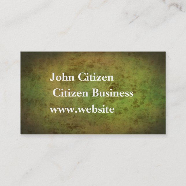 Grunge green leather look texture business card (Front)