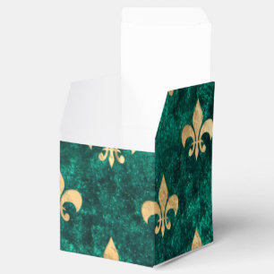 Grunge Green Velvet Fleur De Lis Mardi Gras Favour Box