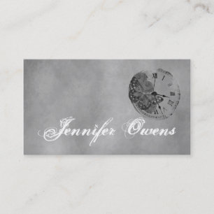 Grunge Grey Clock Personal Business Card