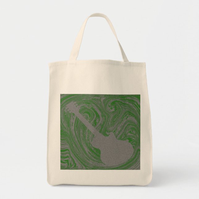 Grunge Guitar Bag, Green Tote Bag (Front)