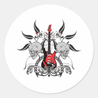 Grunge Guitar Classic Round Sticker