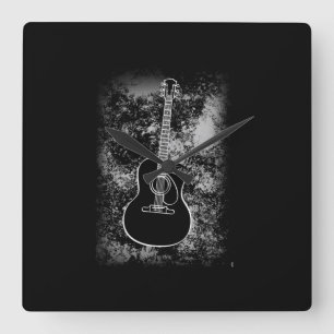 Grunge Guitar Graphic Guitarist Rock Musician Jazz Square Wall Clock