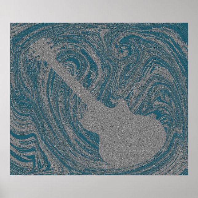 Grunge Guitar Poster, Teal Poster (Front)