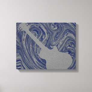Grunge Guitar Swirls Canvas Print, Blue Print