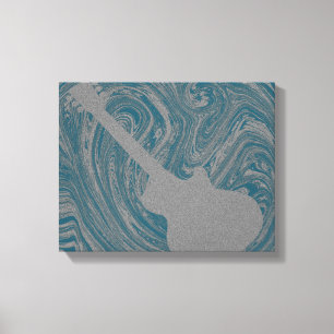 Grunge Guitar Swirls Canvas Print, Teal